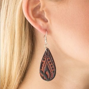 Brown Leather Earrings- Get in The Groove